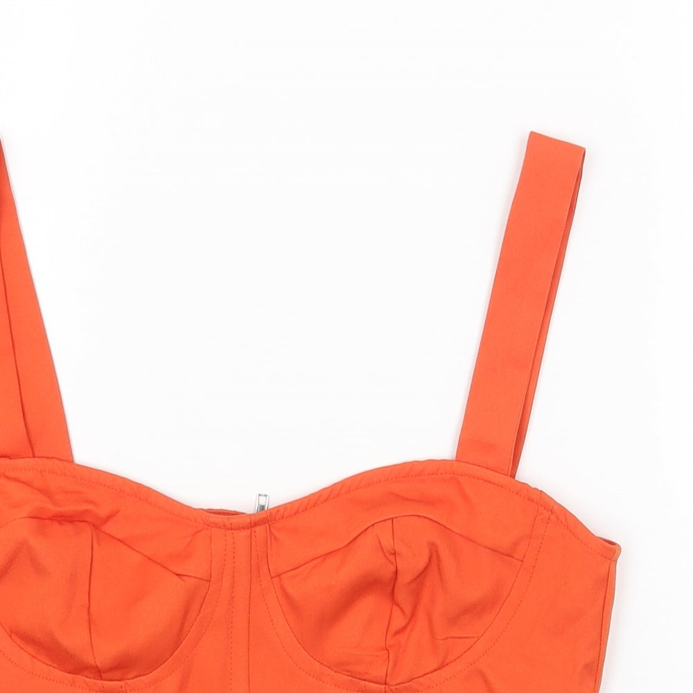 PRETTYLITTLETHING Womens Orange Polyester Cropped Tank Size 10 Sweetheart