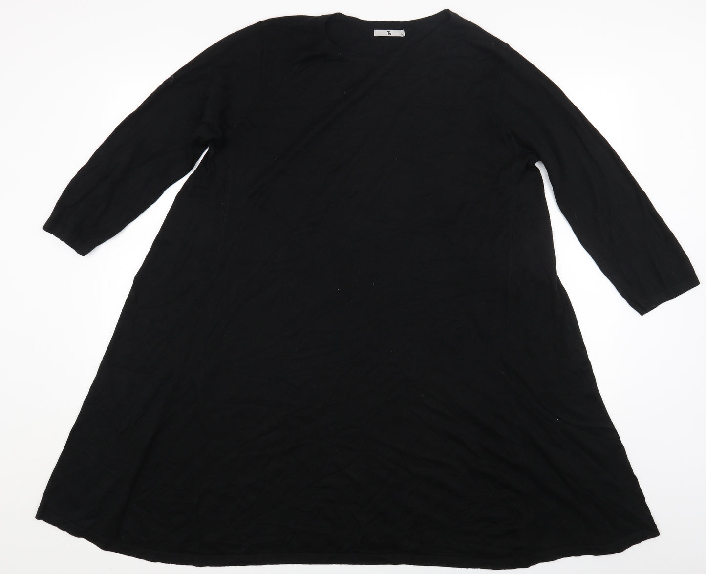 TU Womens Black Acrylic Fit & Flare Size 14 Round Neck Pullover