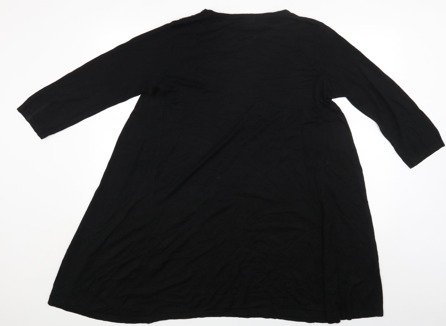 TU Womens Black Acrylic Fit & Flare Size 14 Round Neck Pullover