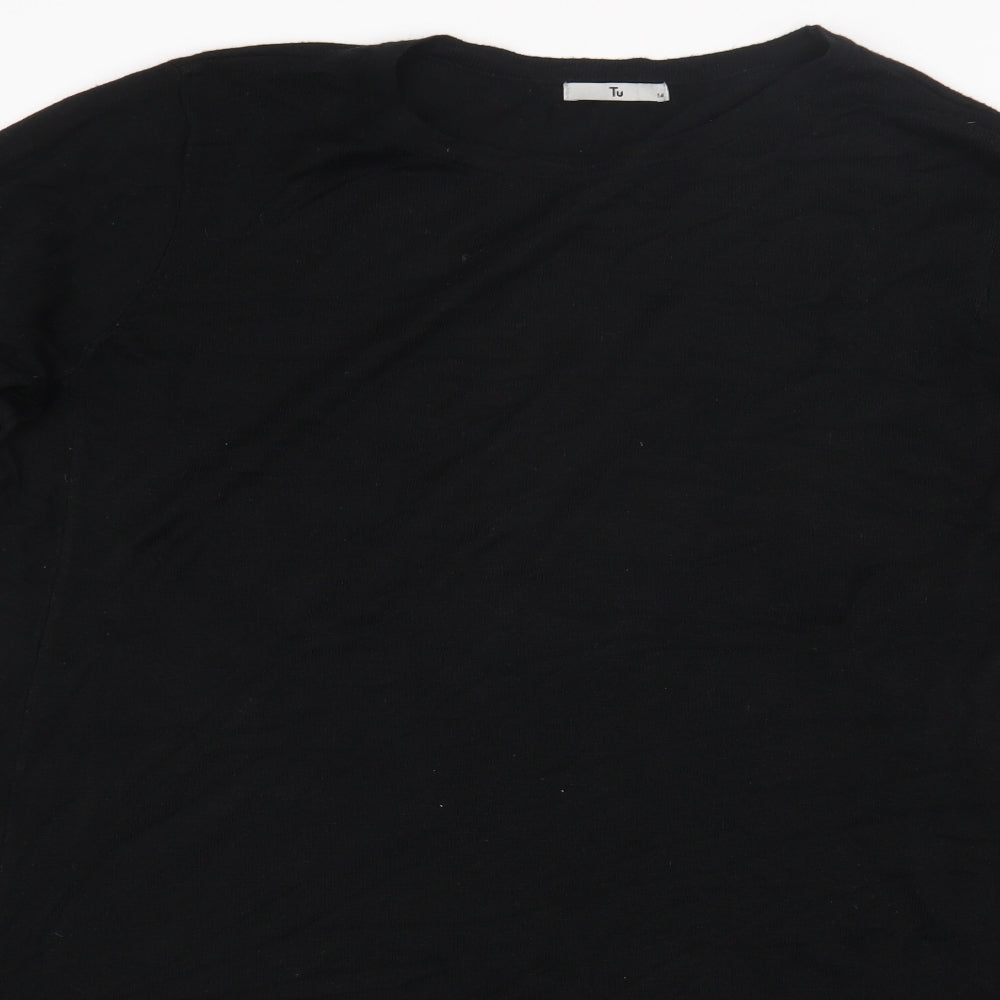 TU Womens Black Acrylic Fit & Flare Size 14 Round Neck Pullover