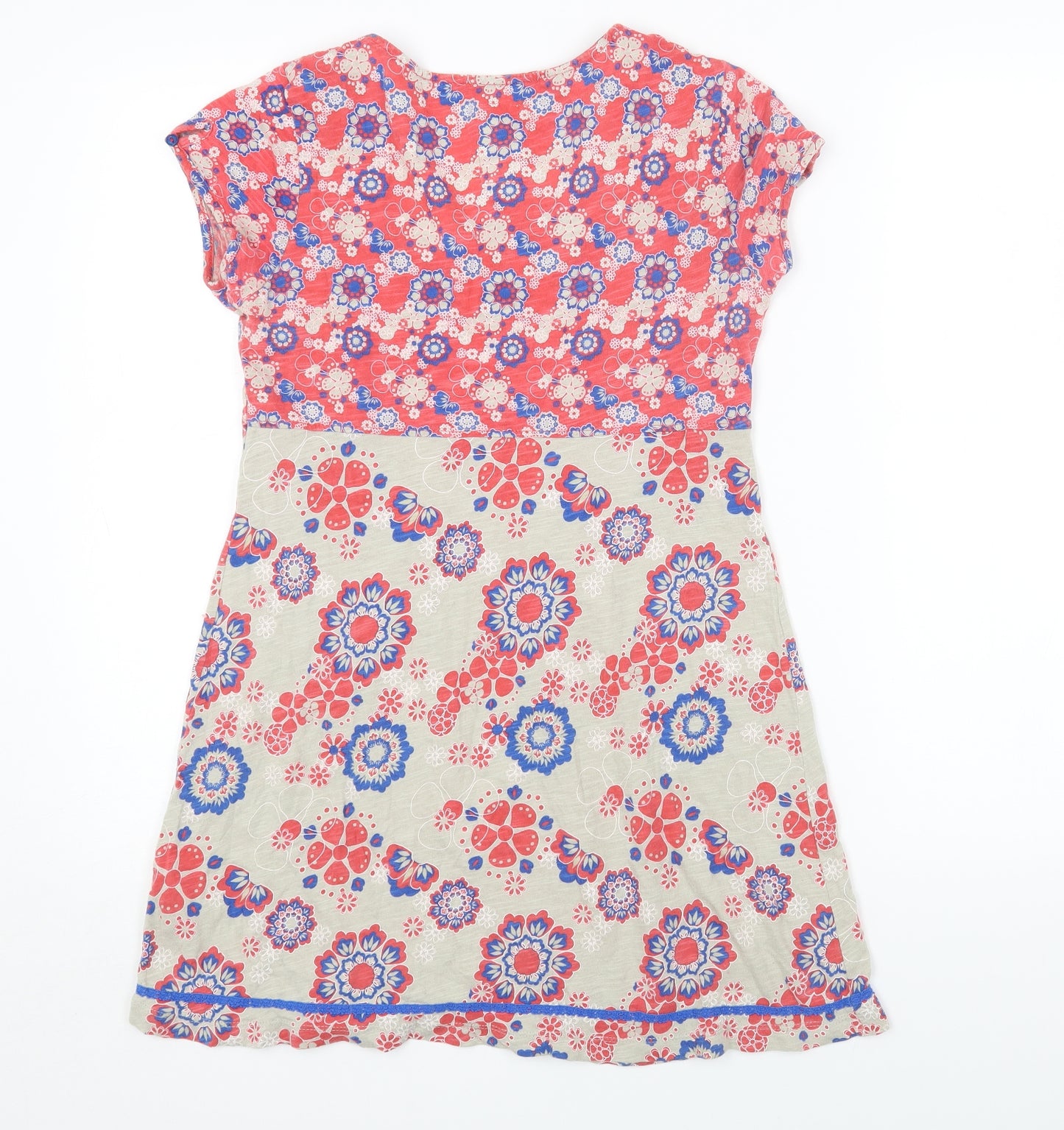 MANTARAY PRODUCTS Womens Multicoloured Floral Cotton A-Line Size 8 Square Neck Pullover