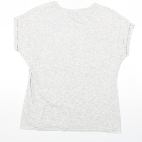 Papaya Womens Grey Cotton Basic T-Shirt Size S Round Neck - Do What Makes You Smile