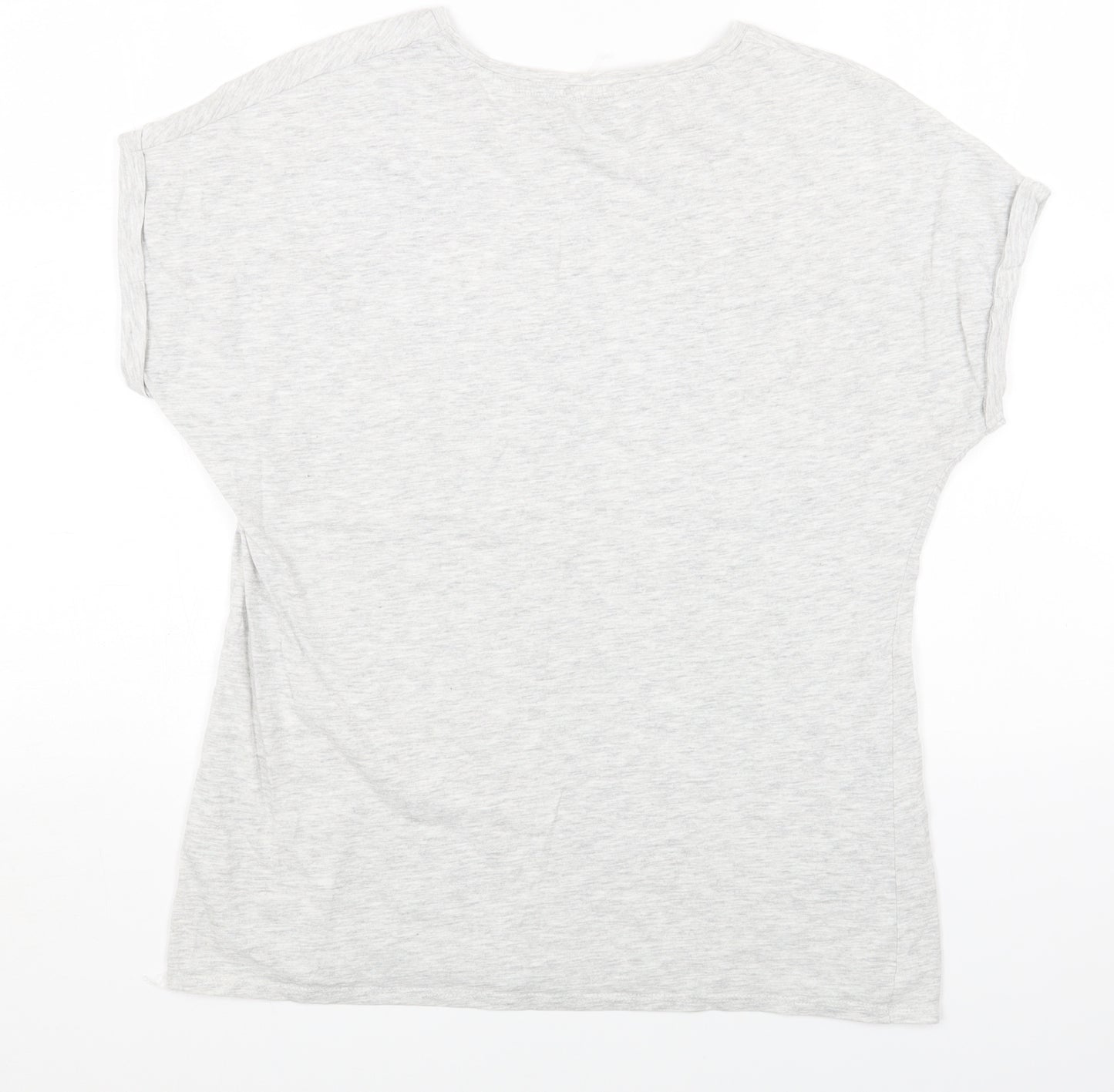 Papaya Womens Grey Cotton Basic T-Shirt Size S Round Neck - Do What Makes You Smile