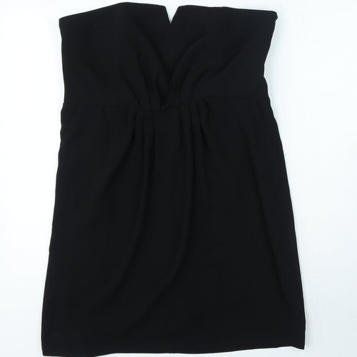 Oasis Womens Black Polyester Mini Size 16 Off the Shoulder Zip