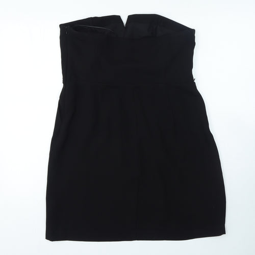 Oasis Womens Black Polyester Mini Size 16 Off the Shoulder Zip