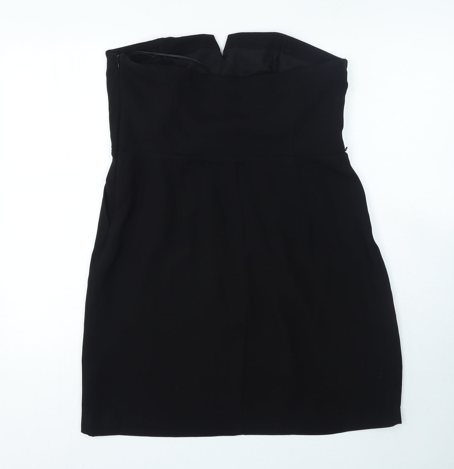 Oasis Womens Black Polyester Mini Size 16 Off the Shoulder Zip