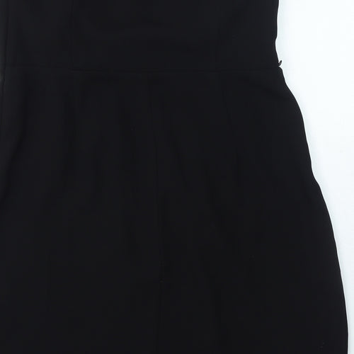 Oasis Womens Black Polyester Mini Size 16 Off the Shoulder Zip