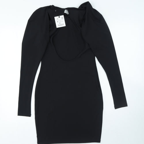 Zara Womens Black Polyester Mini Size S Round Neck Pullover