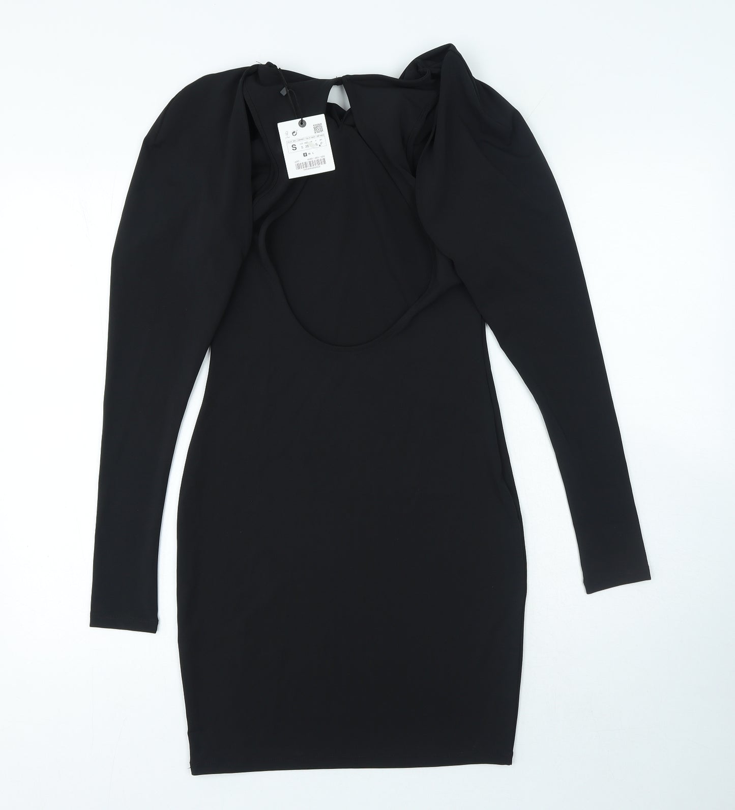 Zara Womens Black Polyester Mini Size S Round Neck Pullover