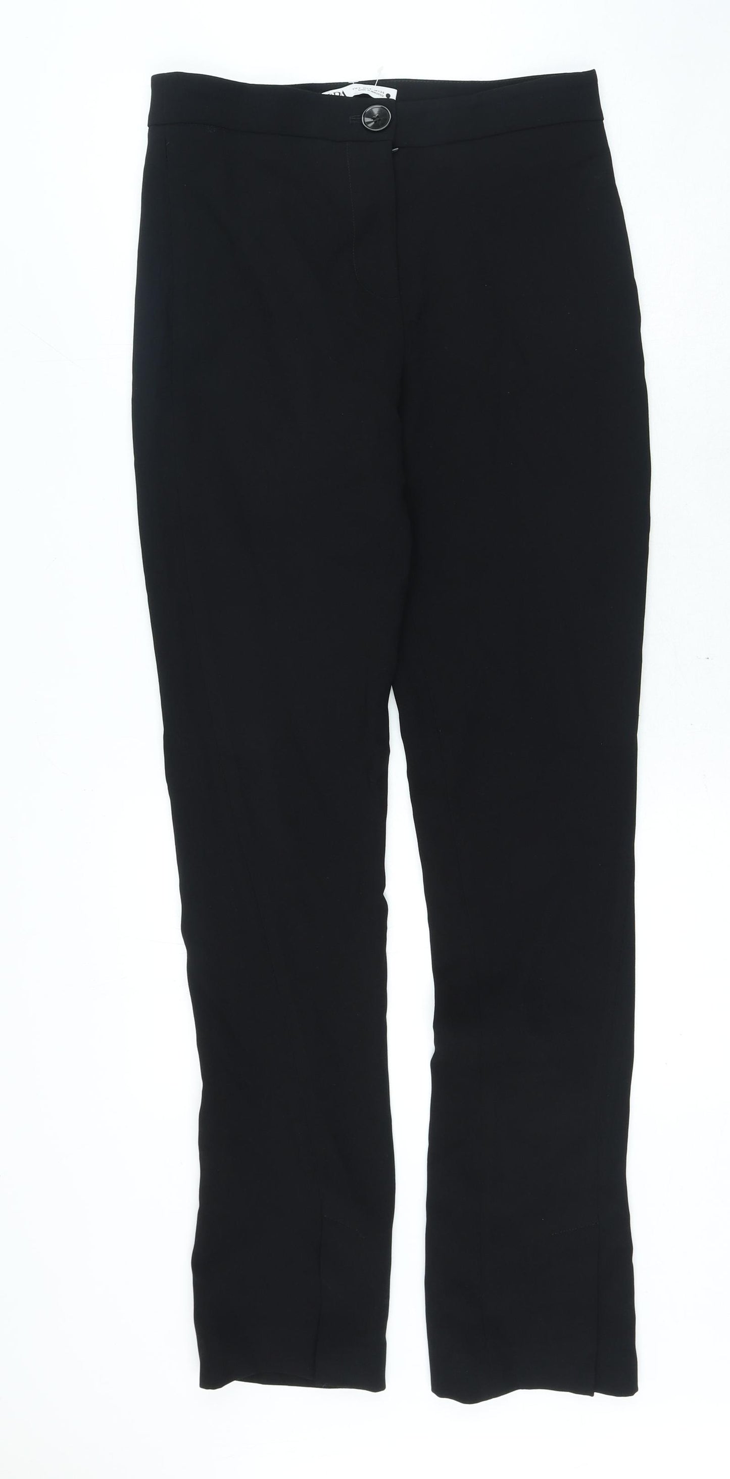 Zara Womens Black Polyester Trousers Size S L30 in Regular Zip