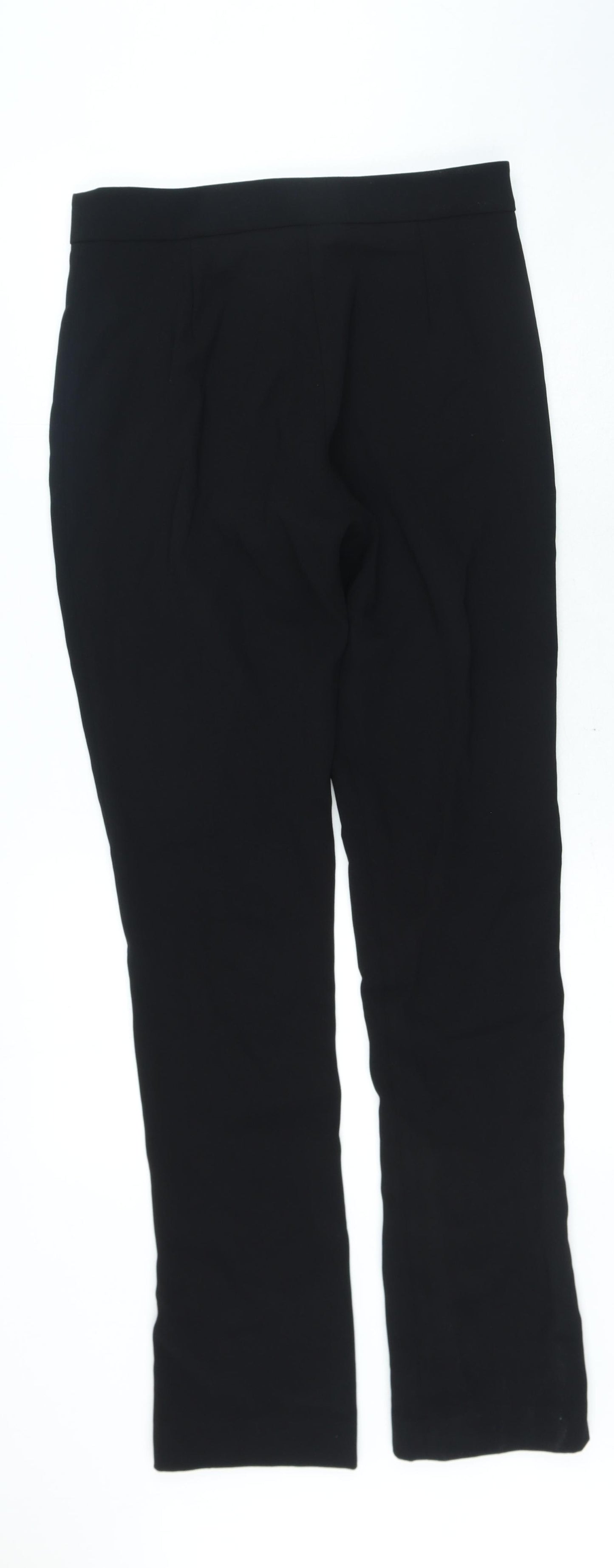Zara Womens Black Polyester Trousers Size S L30 in Regular Zip