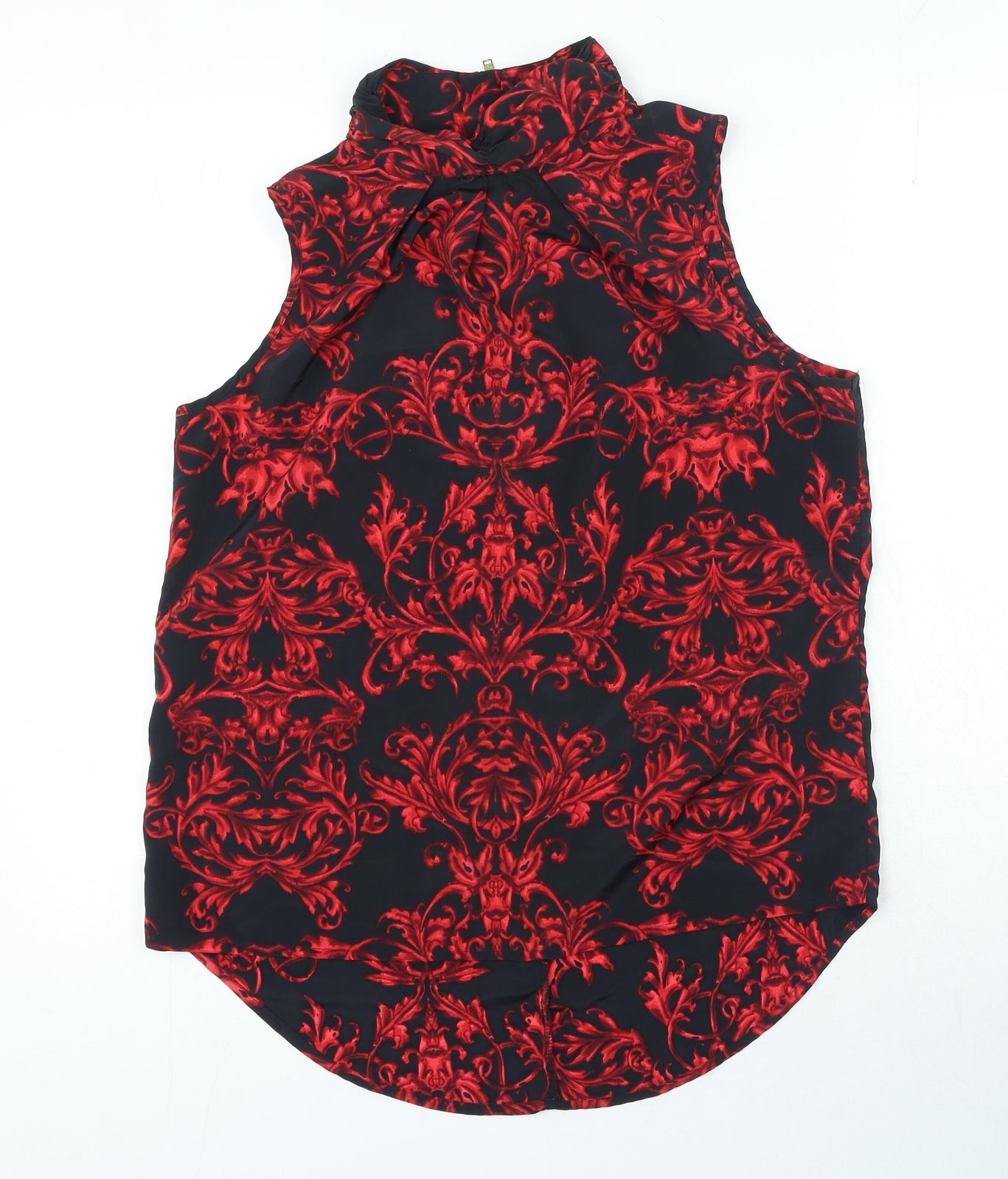 NEXT Womens Red Geometric Polyester Basic Blouse Size 12 High Neck