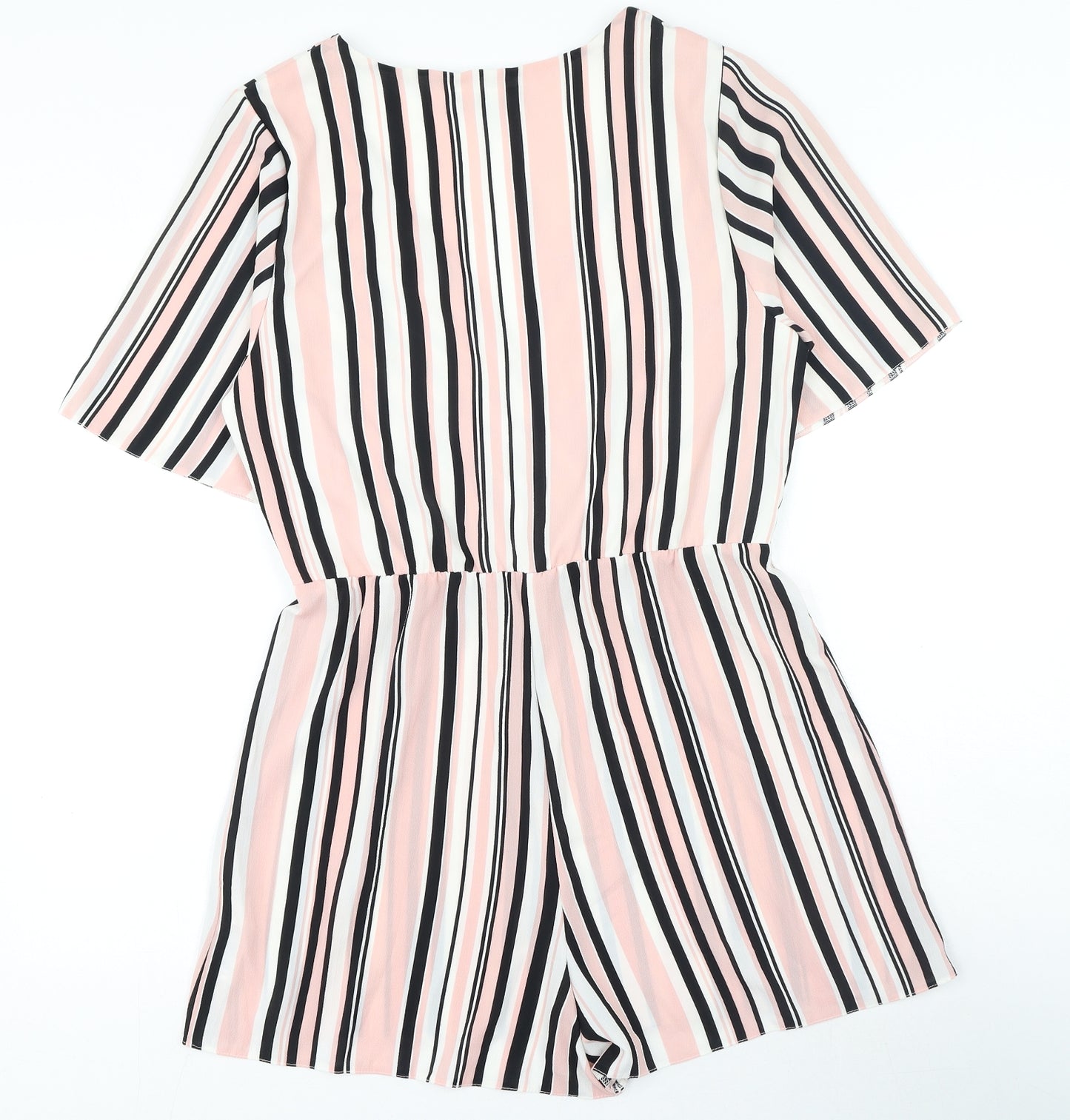 New Look Womens Multicoloured Striped Polyester Playsuit One-Piece Size 14 Snap
