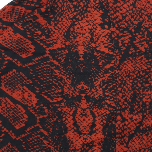 Simon Jeffrey Womens Red Animal Print Polyester Basic T-Shirt Size 12 Round Neck - Snake Skin Print