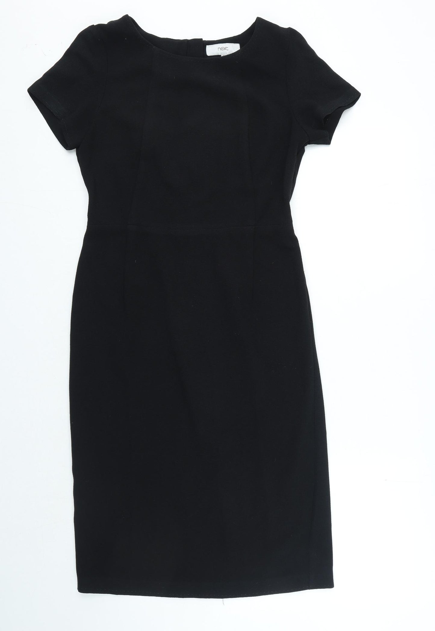 NEXT Womens Black Polyester Pencil Dress Size 10 Boat Neck Zip