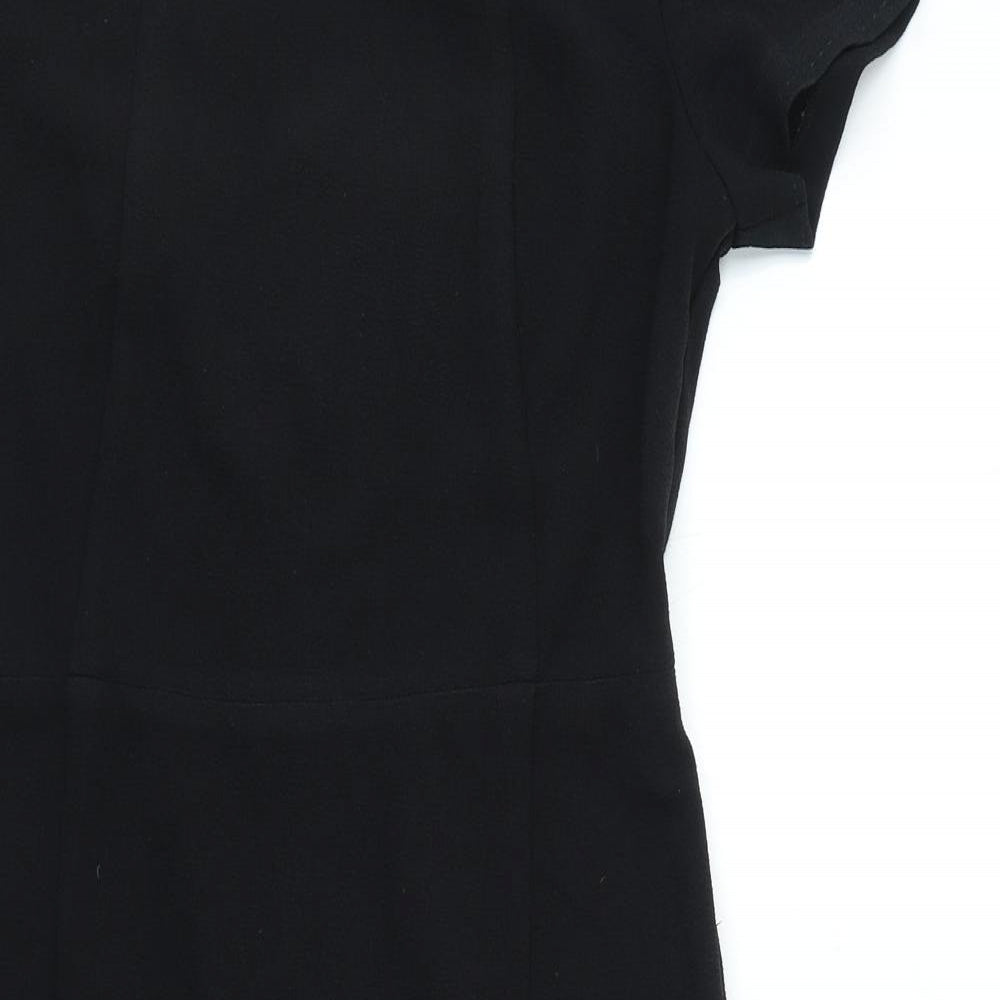 NEXT Womens Black Polyester Pencil Dress Size 10 Boat Neck Zip