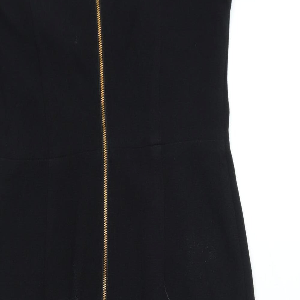 NEXT Womens Black Polyester Pencil Dress Size 10 Boat Neck Zip