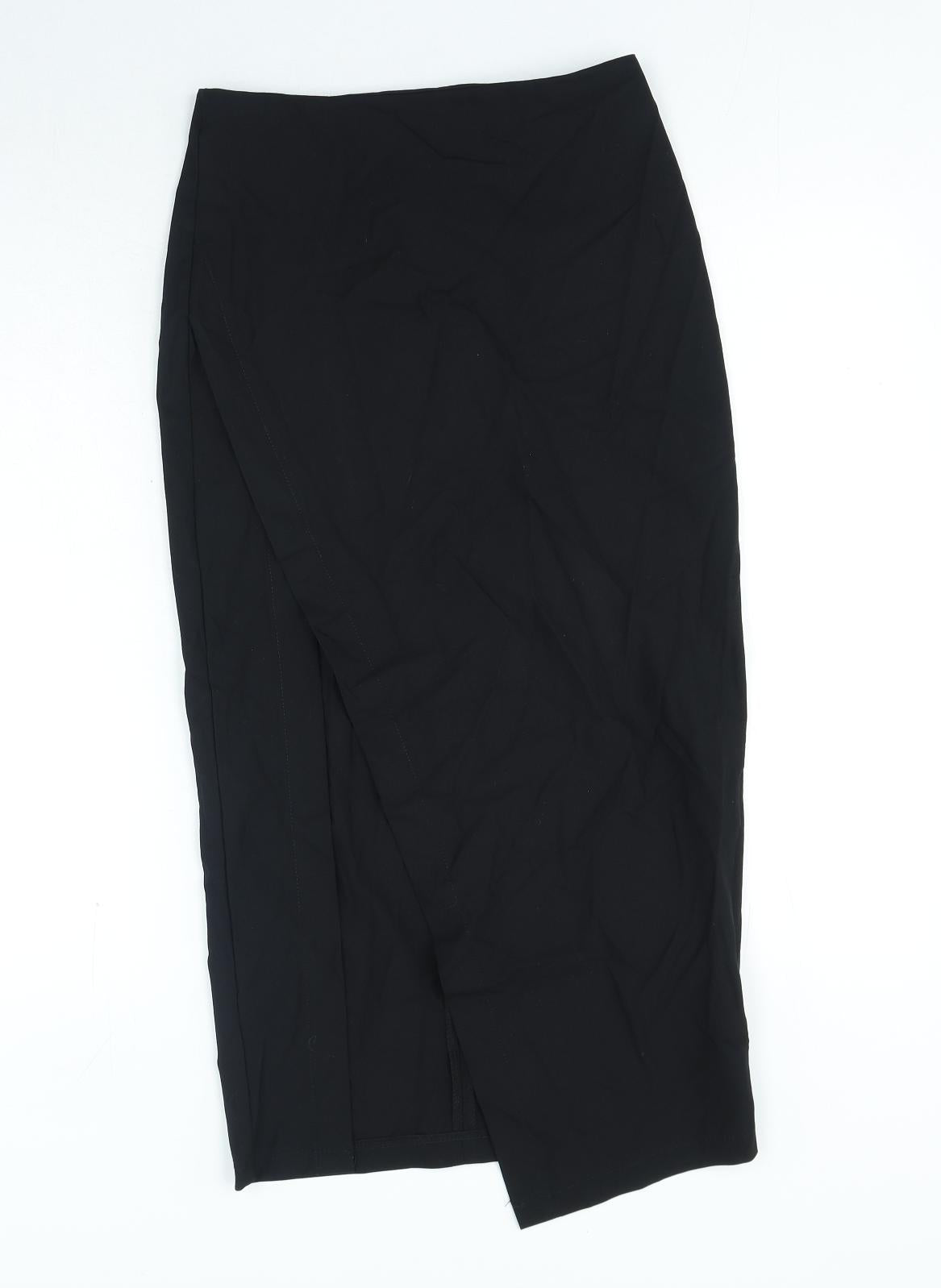 Zara Womens Black Polyester Straight & Pencil Skirt Size XS Zip