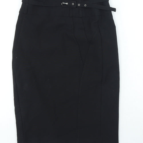 Atmosphere Womens Black Polyester Straight & Pencil Skirt Size 8 Zip - Belted