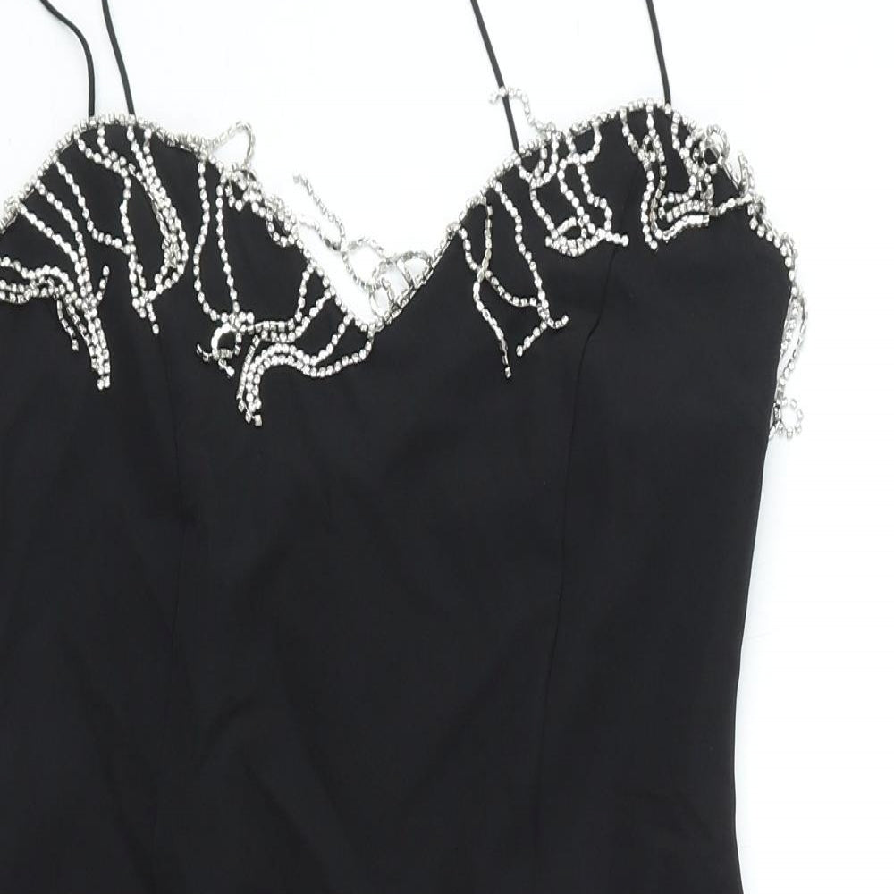 Zara Womens Black Polyester Mini Size S Sweetheart Zip - Embellished Neckline
