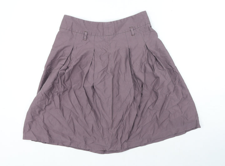Zara Womens Purple Cotton A-Line Skirt Size M Tie