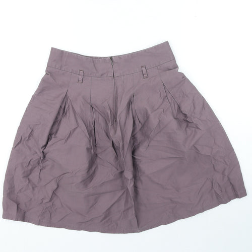 Zara Womens Purple Cotton A-Line Skirt Size M Tie