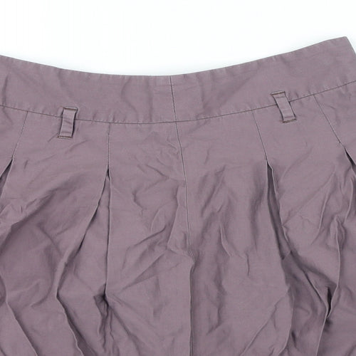 Zara Womens Purple Cotton A-Line Skirt Size M Tie