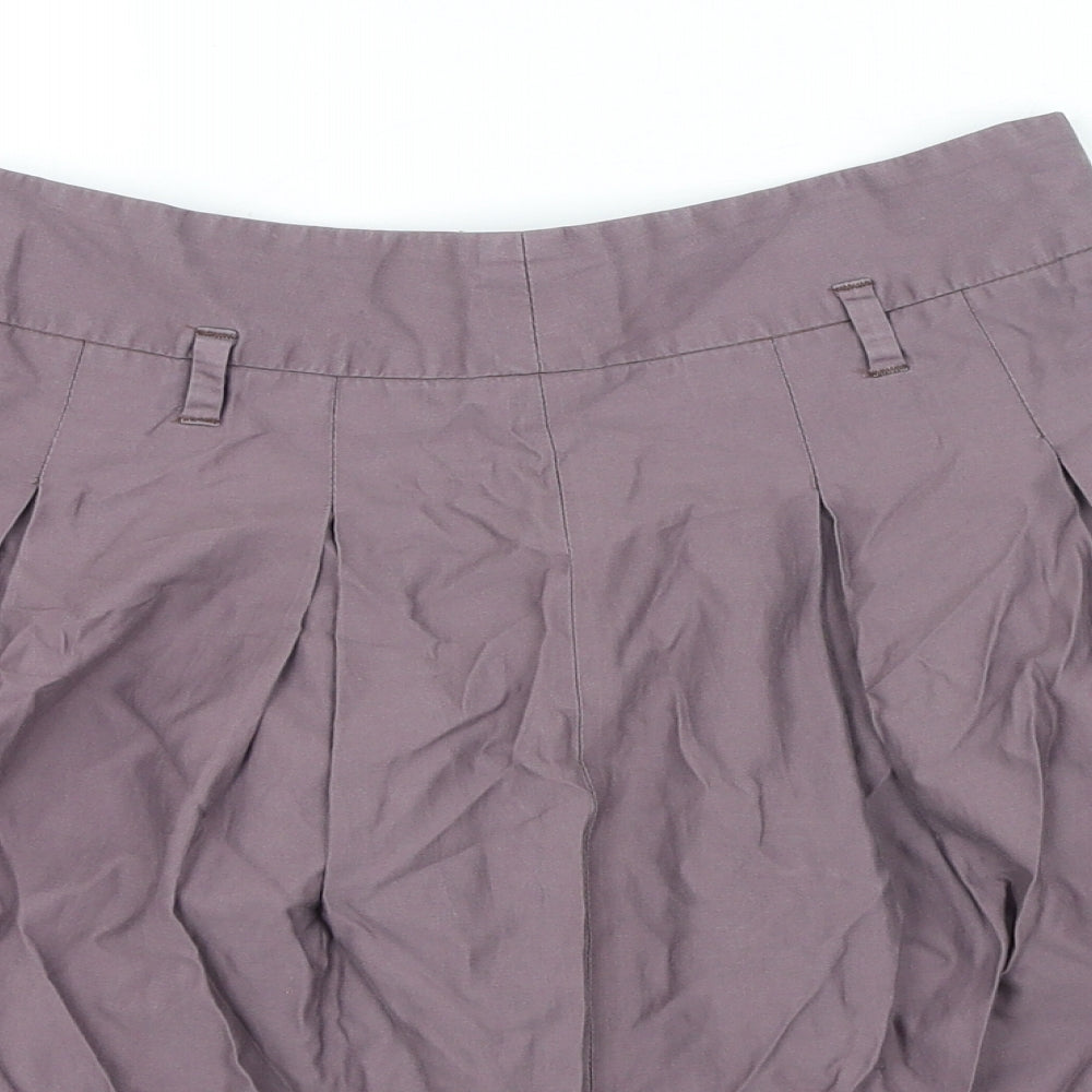 Zara Womens Purple Cotton A-Line Skirt Size M Tie