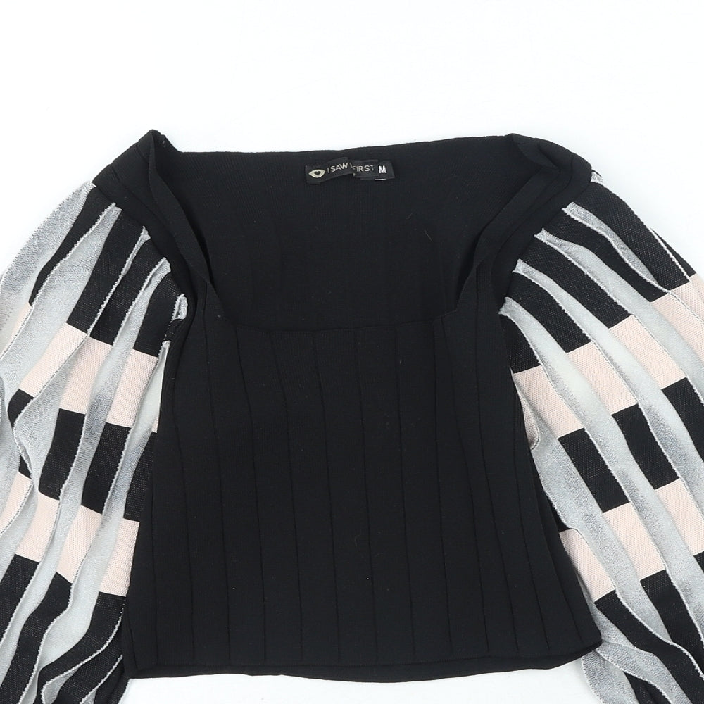I SAW IT FIRST Womens Multicoloured Square Neck Geometric Polyester Pullover Jumper Size M