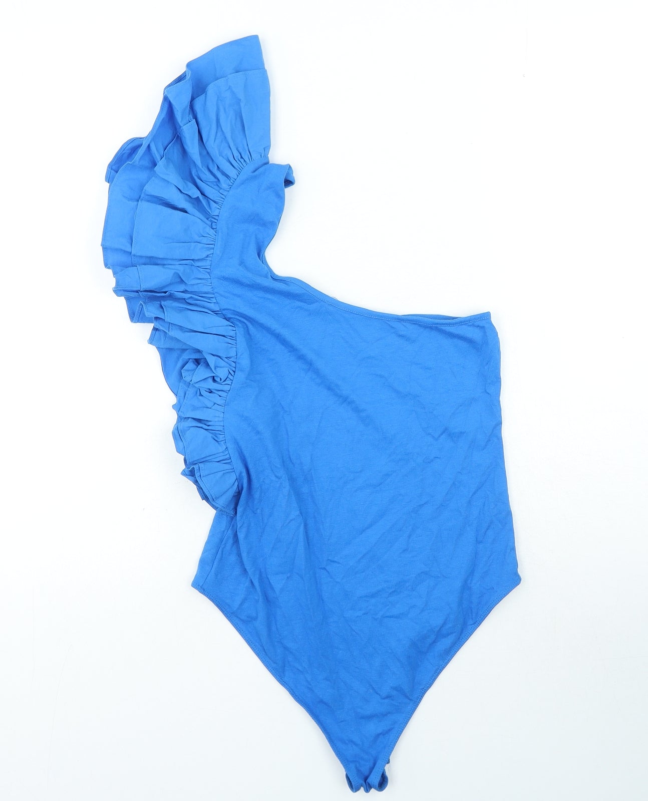 Zara Womens Blue Cotton Playsuit One-Piece Size M Snap - Ruffle