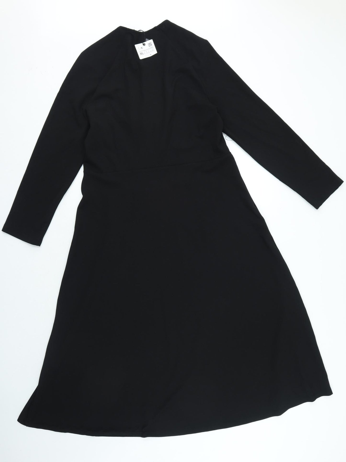 Zara Womens Black Polyester A-Line Size XL Round Neck Tie