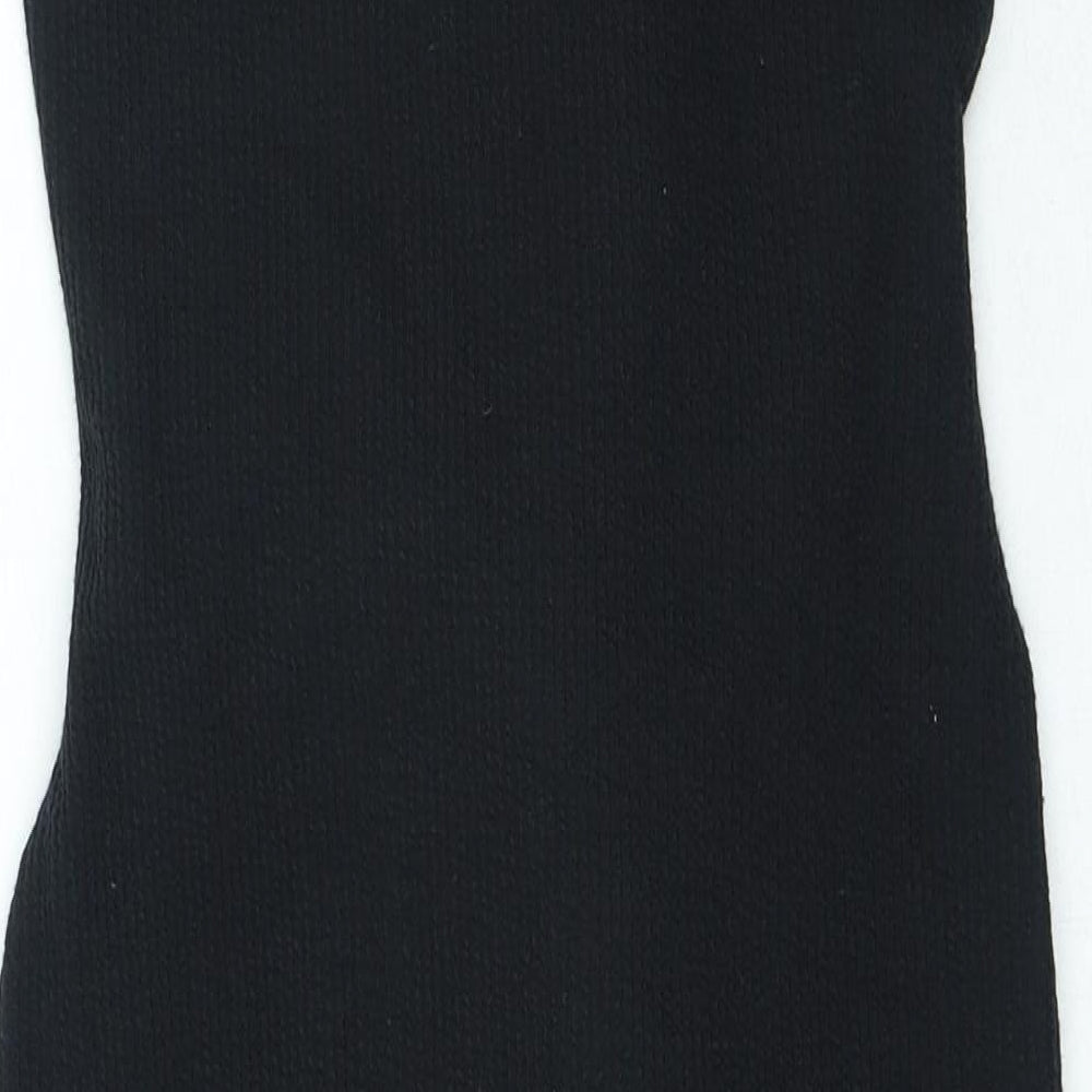Boohoo Womens Black Polyester Bodycon Size 12 Round Neck Tie