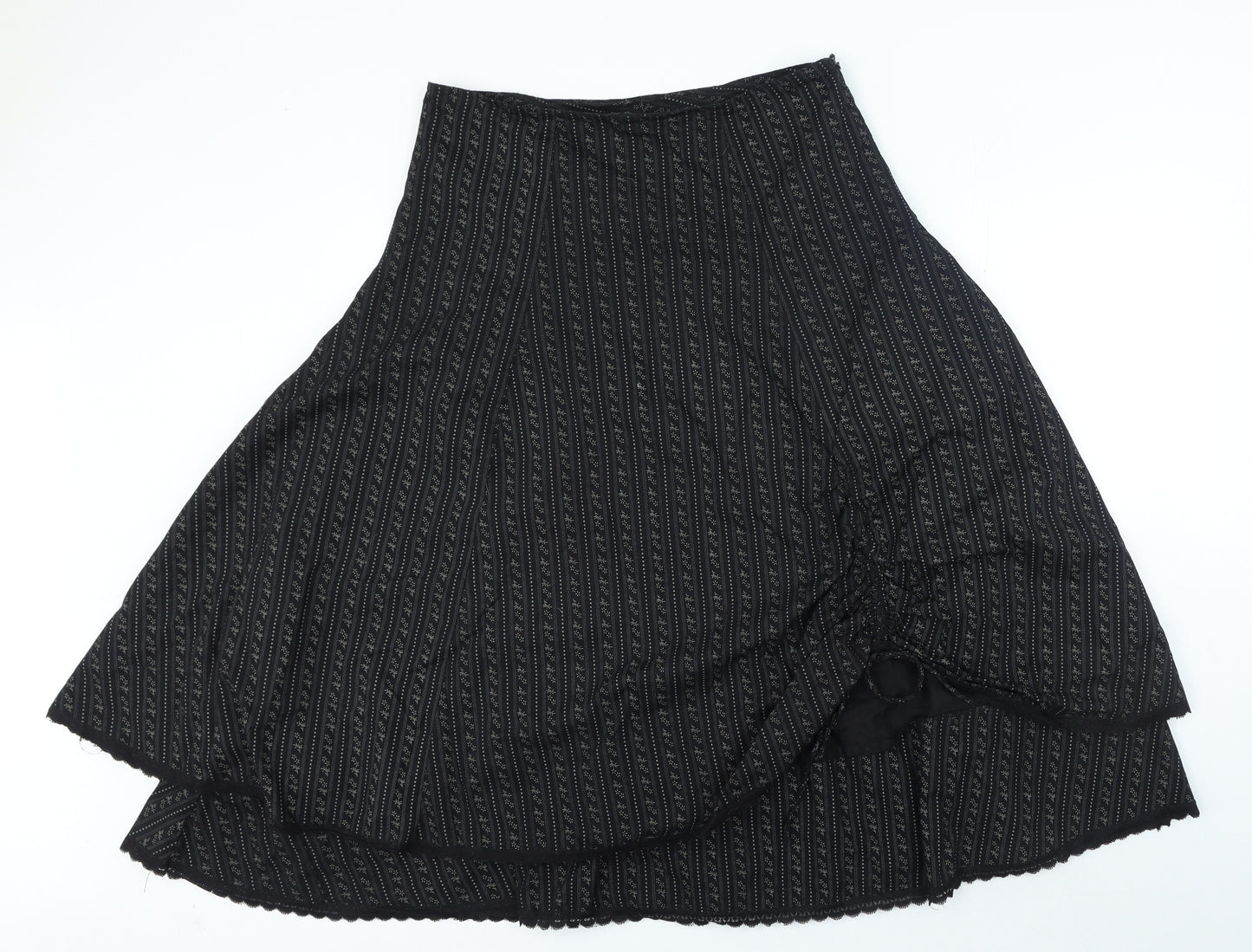 Faith Of Fashion Womens Black Geometric Polyester A-Line Skirt Size 12 Tie