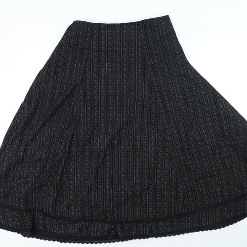 Faith Of Fashion Womens Black Geometric Polyester A-Line Skirt Size 12 Tie