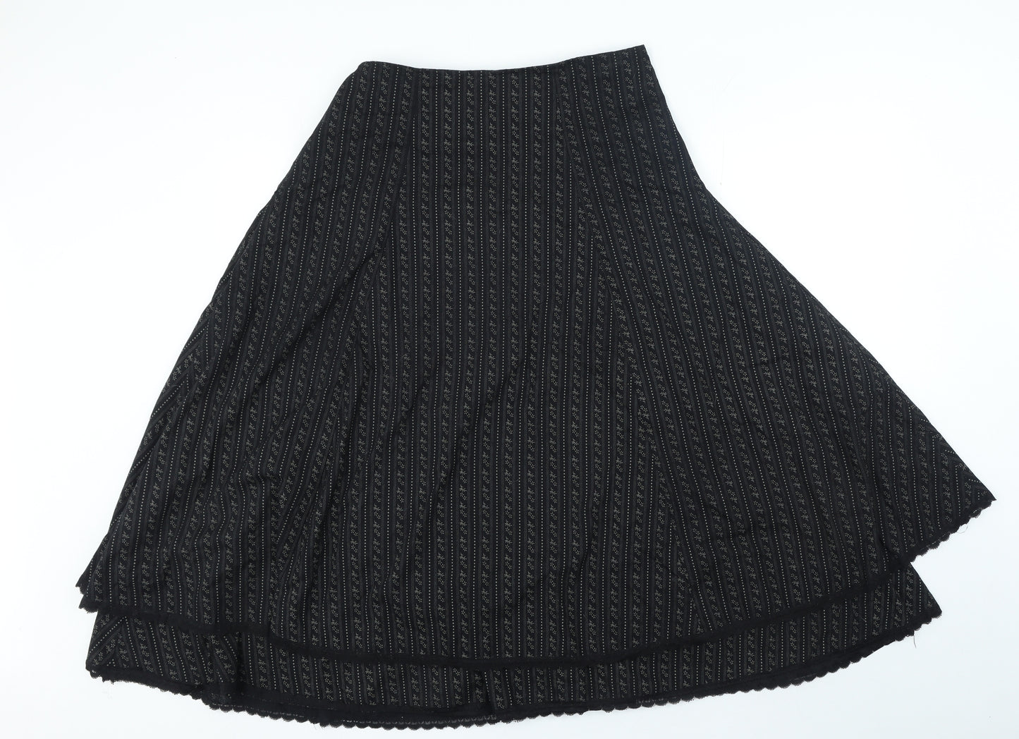 Faith Of Fashion Womens Black Geometric Polyester A-Line Skirt Size 12 Tie