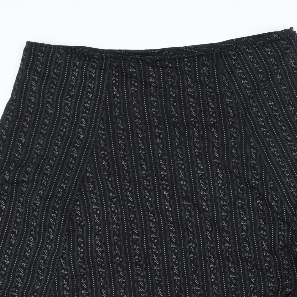 Faith Of Fashion Womens Black Geometric Polyester A-Line Skirt Size 12 Tie