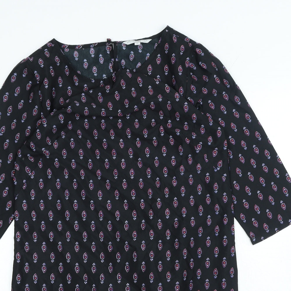 New Look Womens Multicoloured Geometric Polyester Sheath Size 10 Round Neck Button