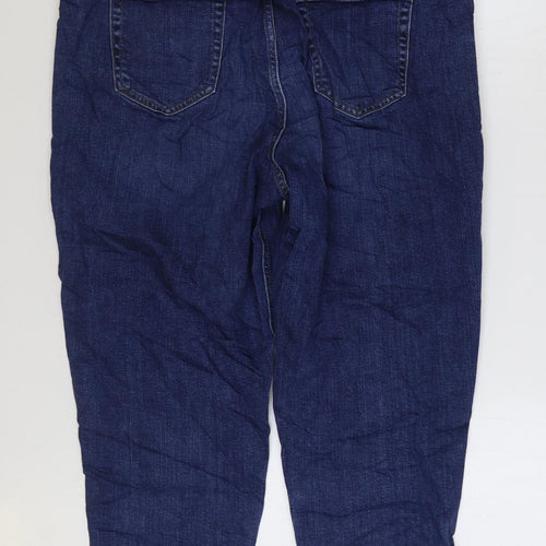 Marks and Spencer Womens Blue Cotton Straight Jeans Size 18 L24 in Regular Zip