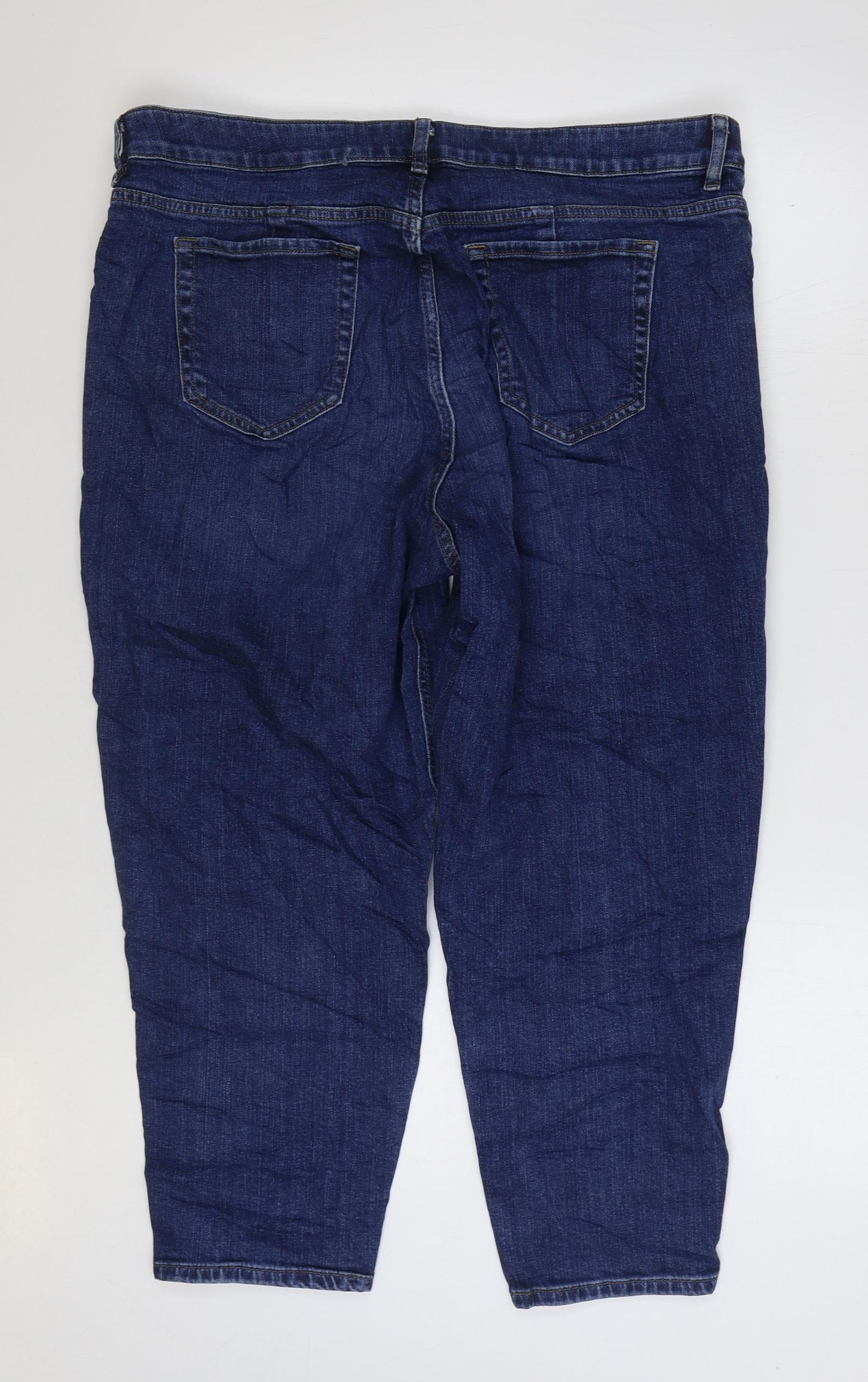 Marks and Spencer Womens Blue Cotton Straight Jeans Size 18 L24 in Regular Zip