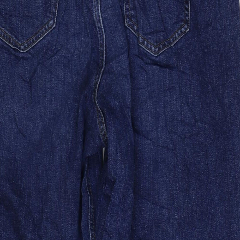 Marks and Spencer Womens Blue Cotton Straight Jeans Size 18 L24 in Regular Zip