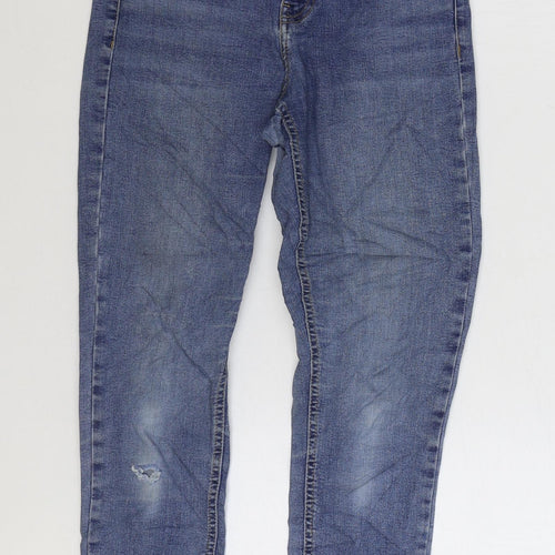Topshop Mens Blue Cotton Skinny Jeans Size 28 in L30 in Regular Zip