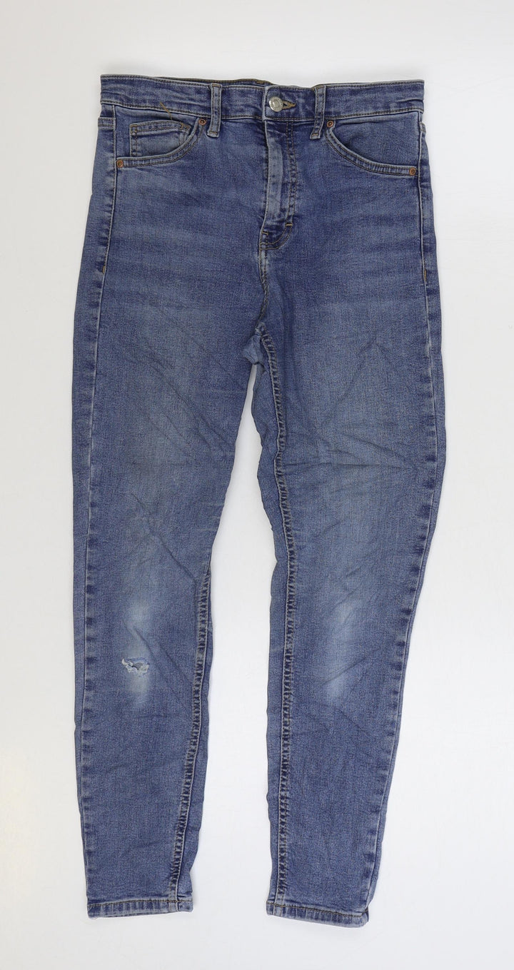 Topshop Mens Blue Cotton Skinny Jeans Size 28 in L30 in Regular Zip