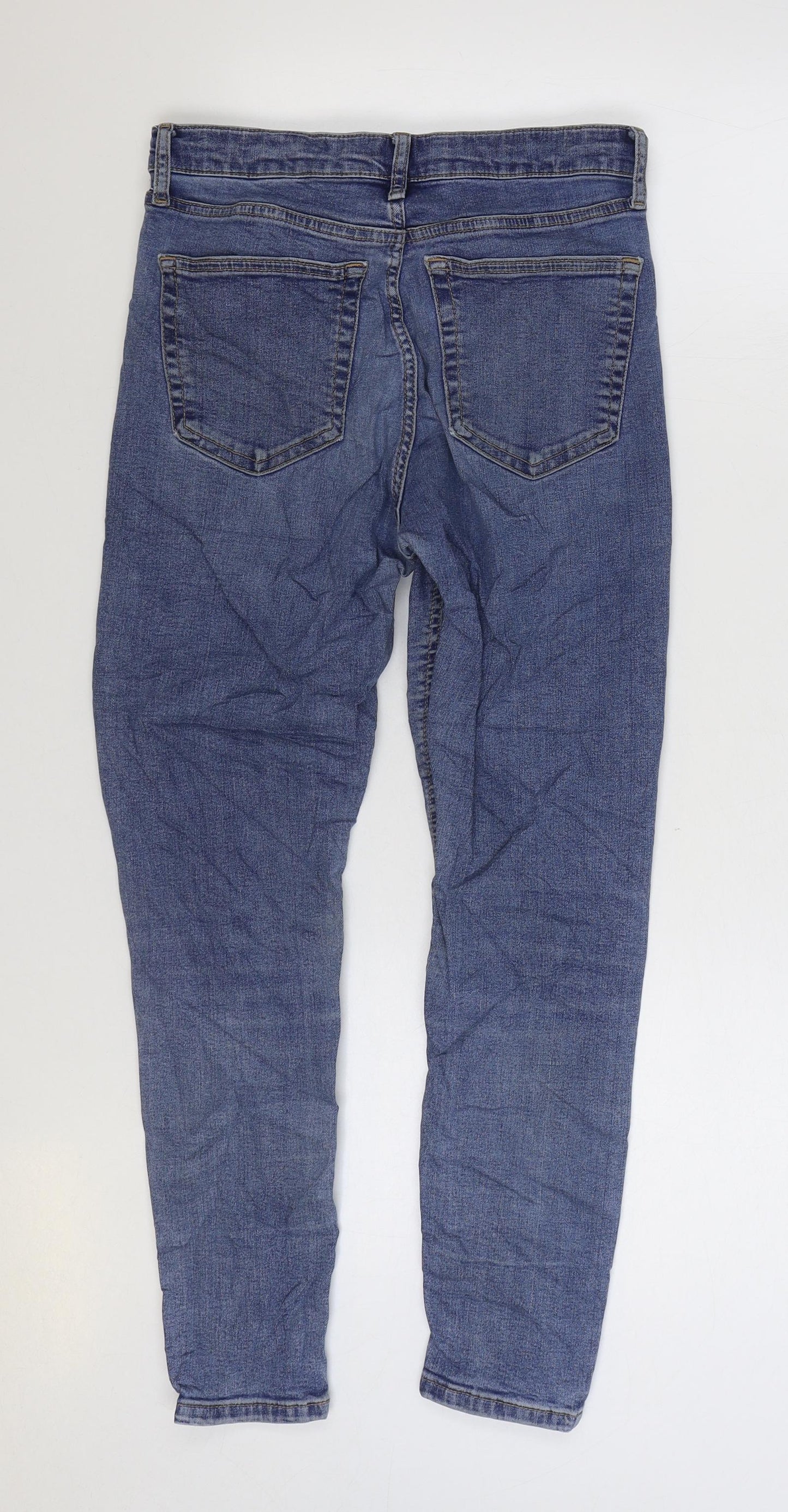 Topshop Mens Blue Cotton Skinny Jeans Size 28 in L30 in Regular Zip