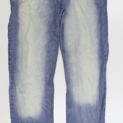 Denim & Co. Womens Blue Cotton Straight Jeans Size 38 in L34 in Regular Zip