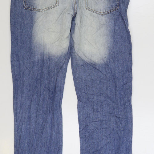 Denim & Co. Womens Blue Cotton Straight Jeans Size 38 in L34 in Regular Zip