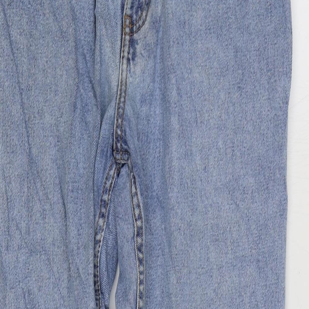 Marks and Spencer Mens Blue Cotton Straight Jeans Size 32 in L31 in Regular Zip
