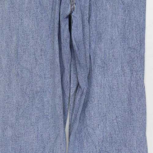Marks and Spencer Mens Blue Cotton Straight Jeans Size 32 in L31 in Regular Zip