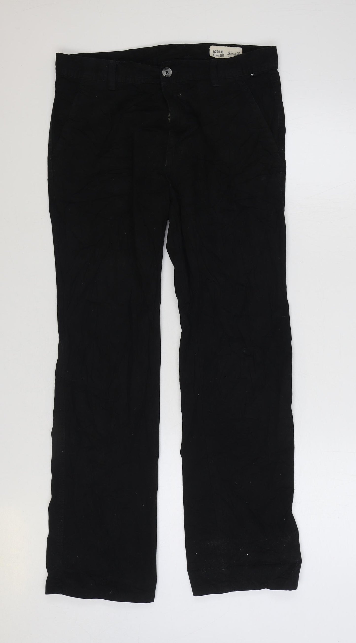 Denim & Co. Mens Black Cotton Straight Jeans Size 30 in L30 in Regular Zip