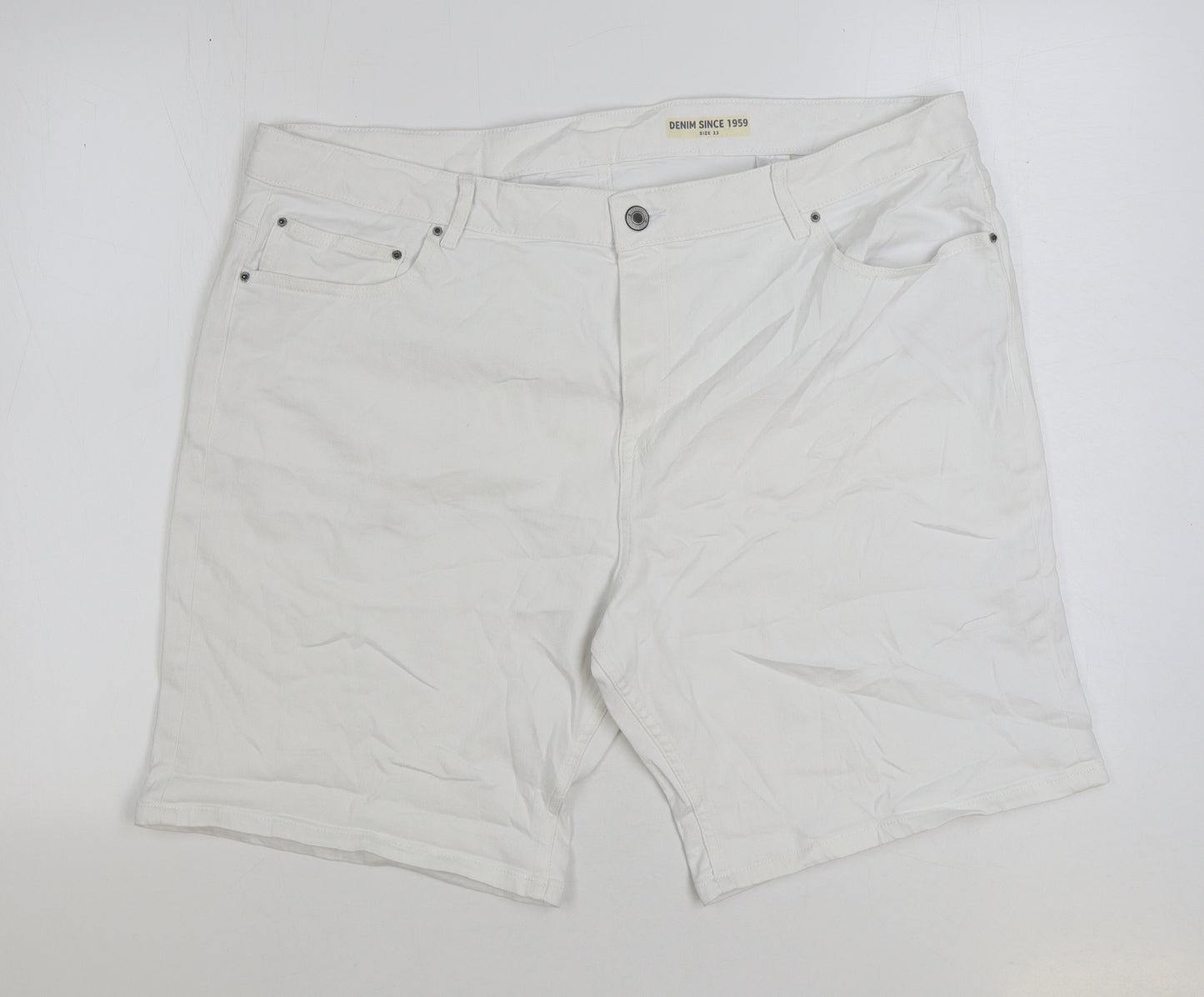 Marks and Spencer Womens White Cotton Bermuda Shorts Size 22 L9 in Regular Zip