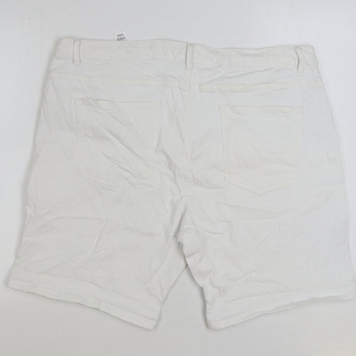Marks and Spencer Womens White Cotton Bermuda Shorts Size 22 L9 in Regular Zip